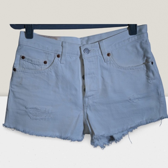 White Levi’s 501 Cut-Off Shorts – Vintage Used Look - Picture 1 of 4